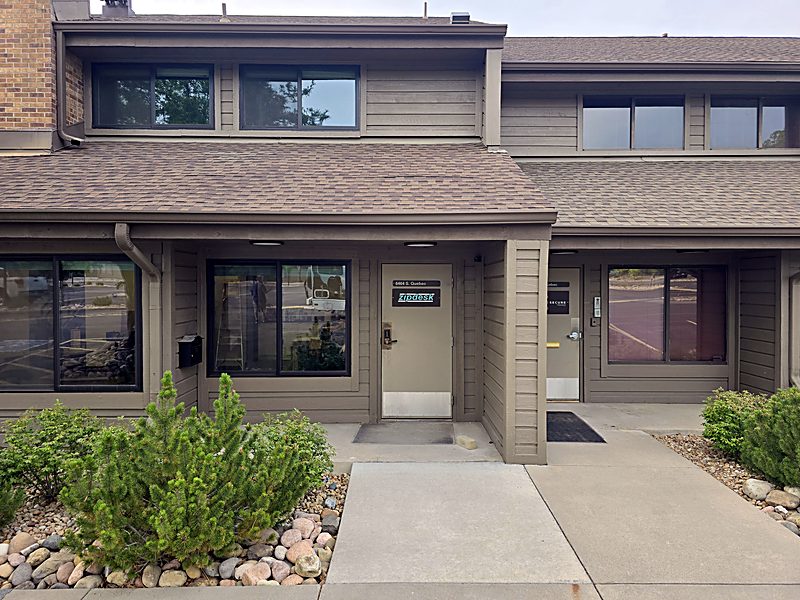 Front of ZipDesk Coworking Building 5 at 6464 S Quebec St, Centennial, near the Denver Tech Center