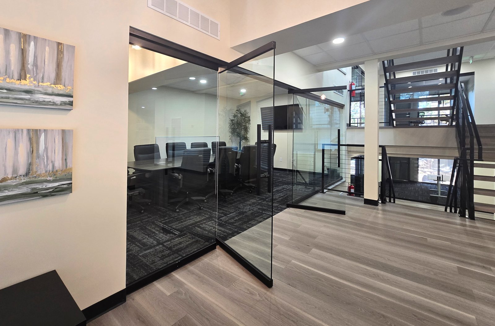 Conference Room 1 seen from the lounge at ZipDesk Coworking